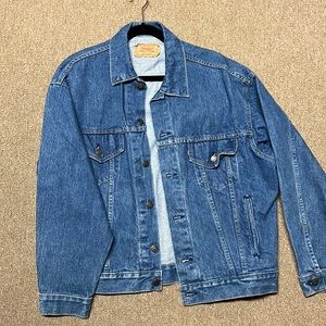 Levis Solid Color Lapel Casual Denim Blue Jacket